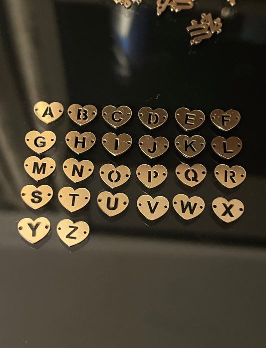 14k Gold Filled Heart Initial Connector Charm