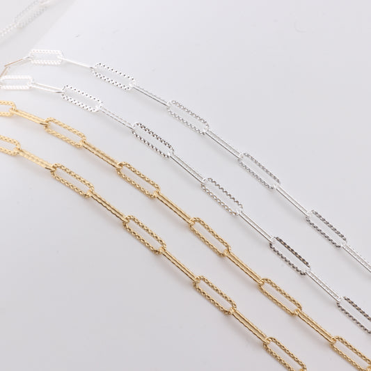 Gold filled Textured paperclip 3mm