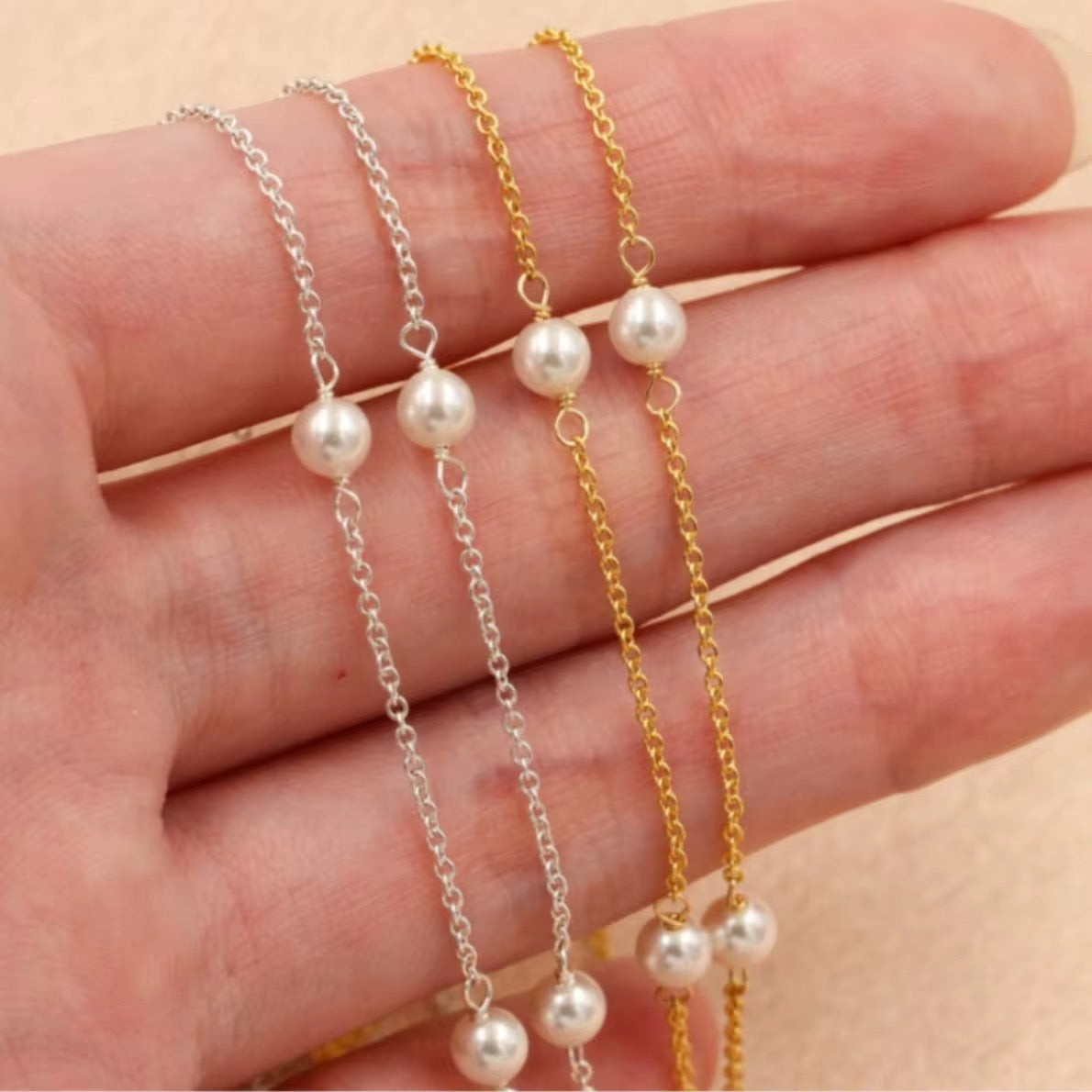 Gold filled Pearl chain 4mm