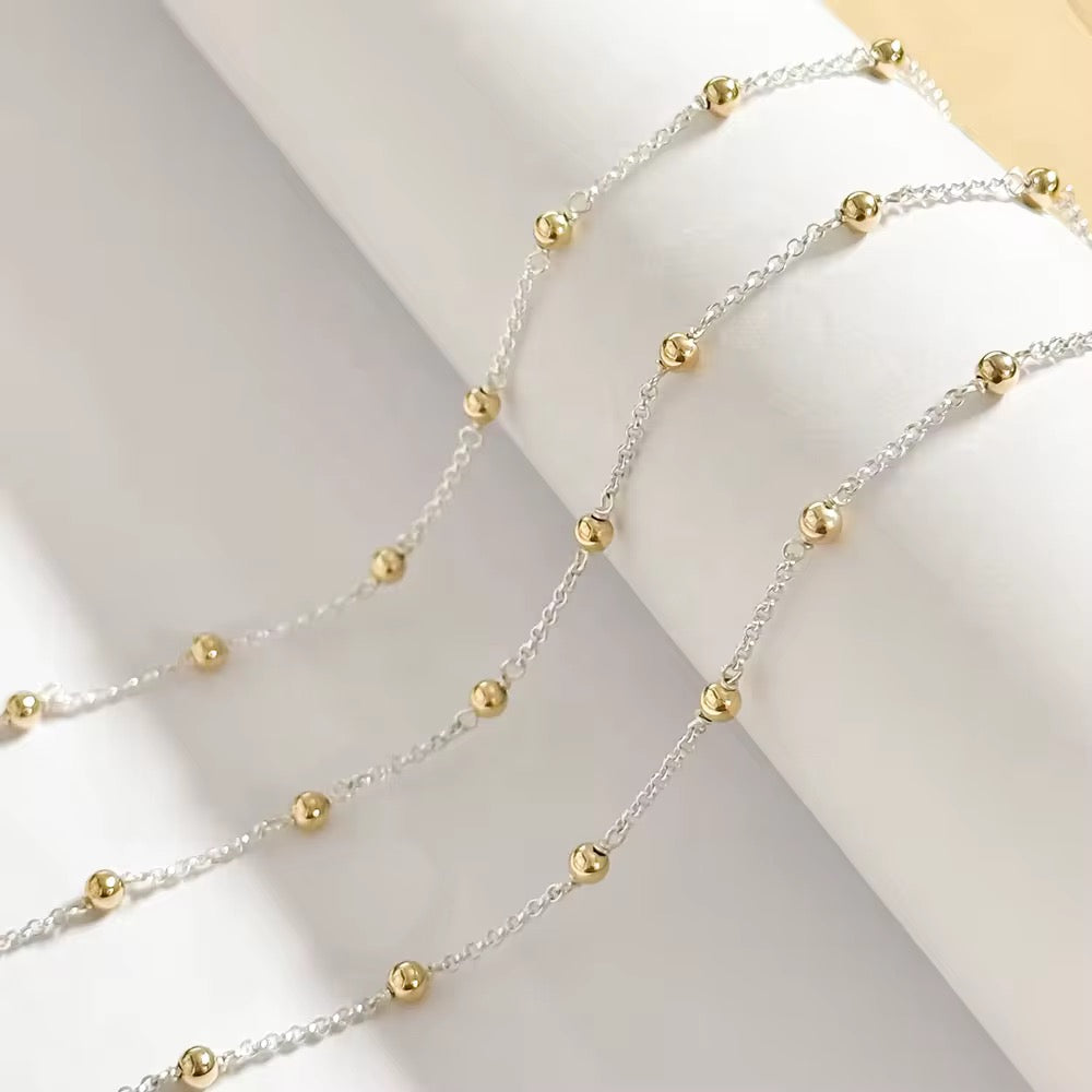 Gold filled Mixed metal ball cable chain 2.7mm