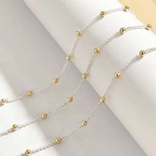 Gold filled Mixed metal ball cable chain 2.7mm