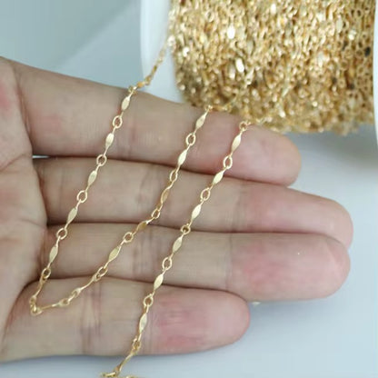 Gold filled dapped bar chain 1.5mm