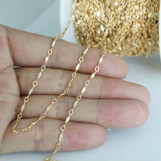 Gold filled dapped bar chain 1.5mm